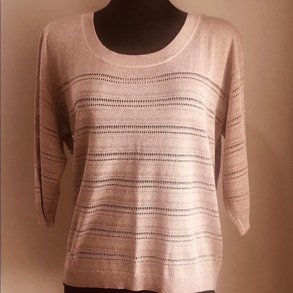 GUESS Rose Gold Metallic Shimmery 3/4 Sleeve Sz M